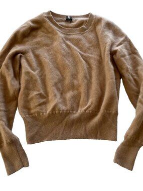 Nadaam Tan Cashmere Cropped Crewneck Sweater Women's Medium